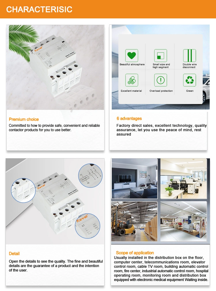 4 Poles Home Household AC 220V Magnetic Modular Contactor